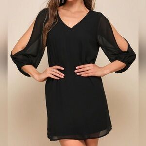 Lulus Shifting Dears Black Long Sleeve Dress  - M